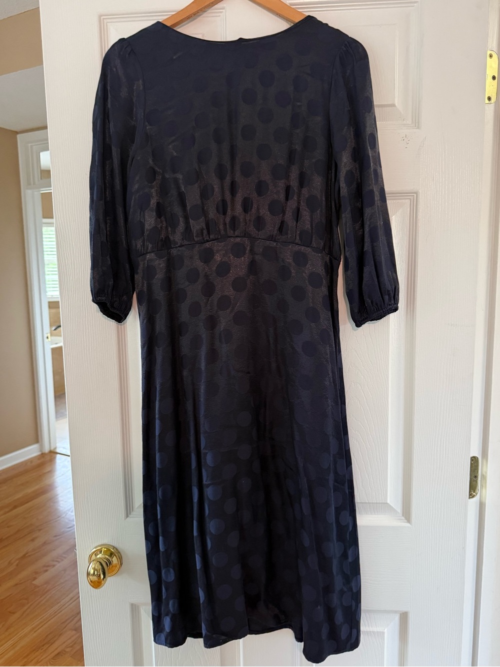 Express Navy Polka Dot Midi Dress Size M